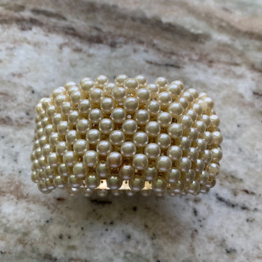 Vintage Costume Cuff Pearl Bracelet